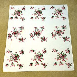Vintage Floral Tablecloth - Pink and Red Roses
